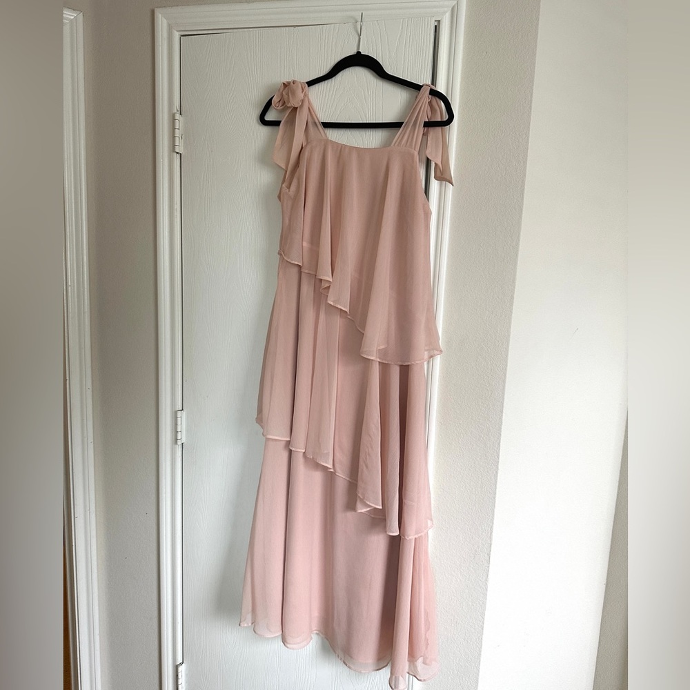 H&M pink/blush chiffon tiered maxi dress